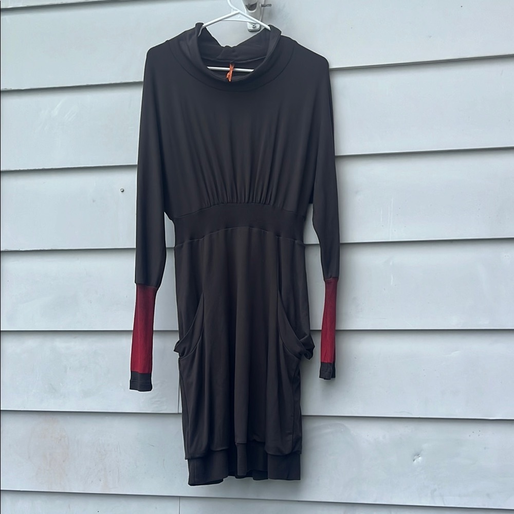 Cop.Copine Black and Red Long Sleeve Dress pre owned stretchy